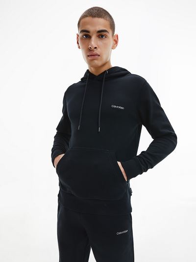 Calvin Klein Ruhák HU057425 | Calvin Klein Organic Cotton Férfi Kapucnis Pulóver Fekete